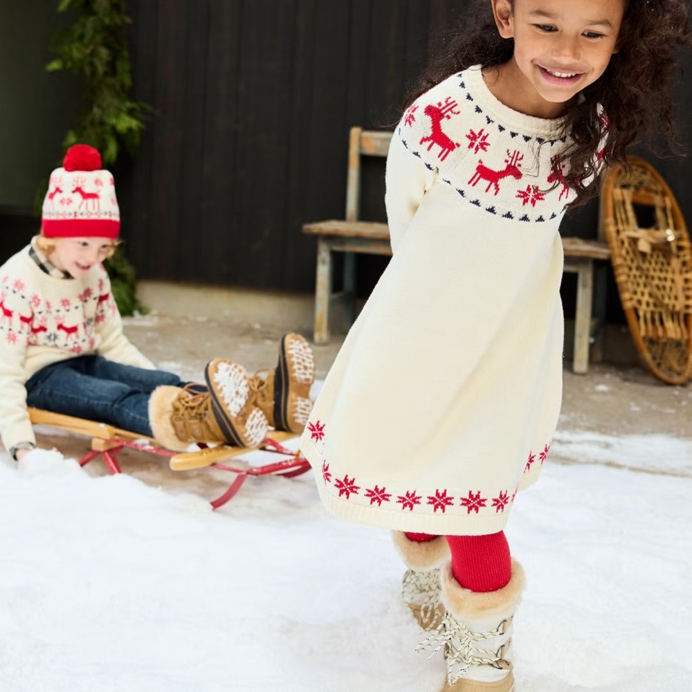 Hanna Andersson | Holiday Red and Cream Knit Sweater Dress